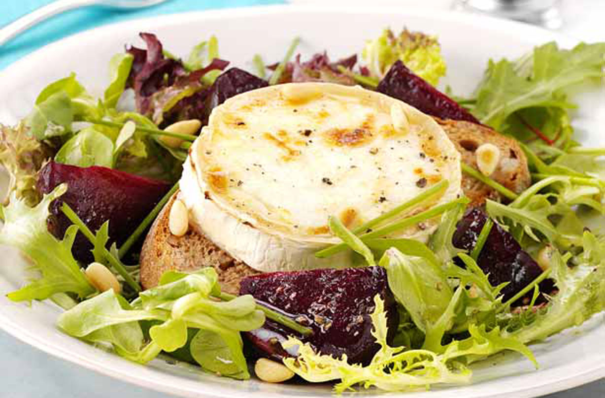 Baked goat cheese salad